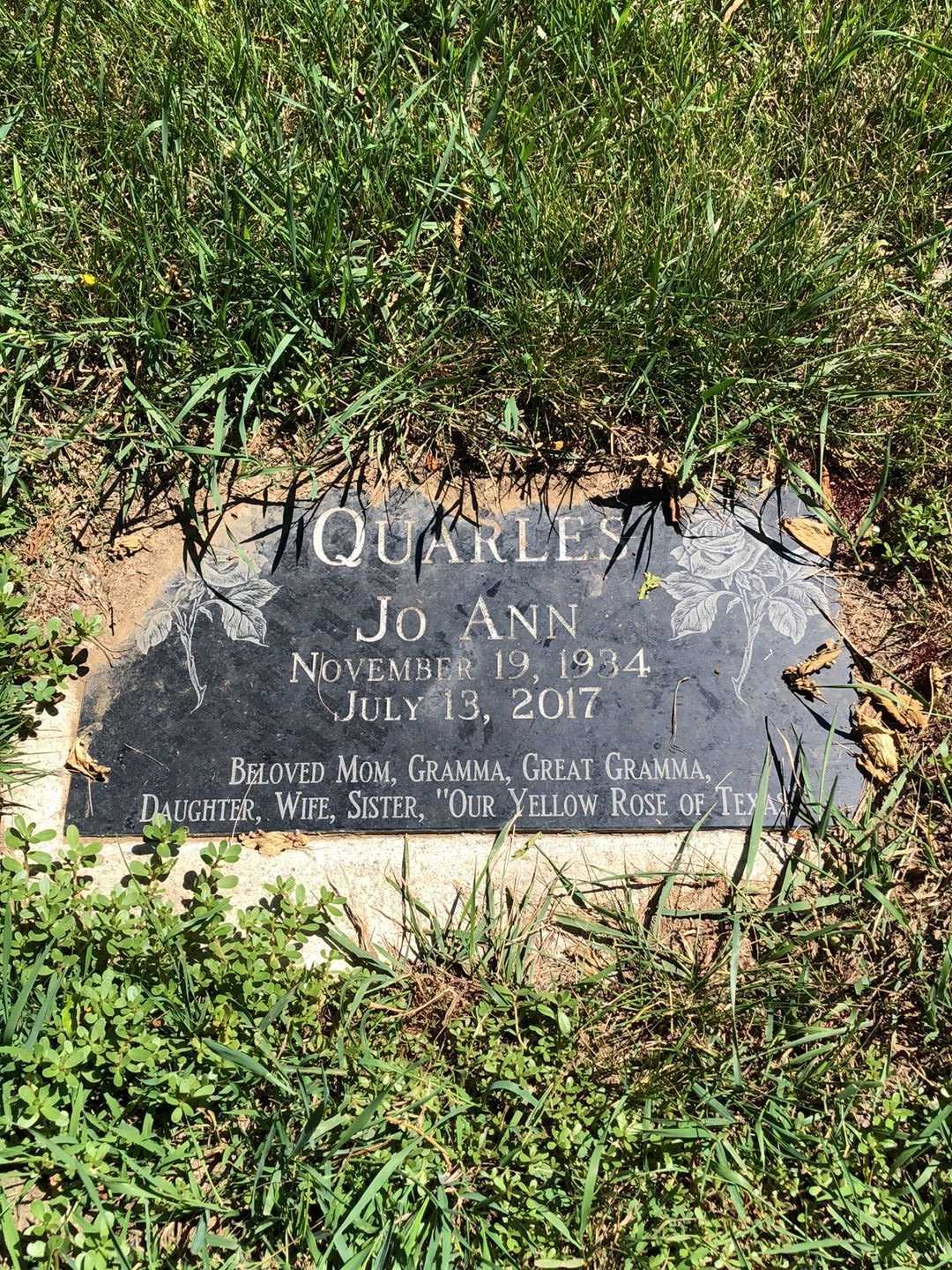 Jo Ann Quarles's grave. Photo 1